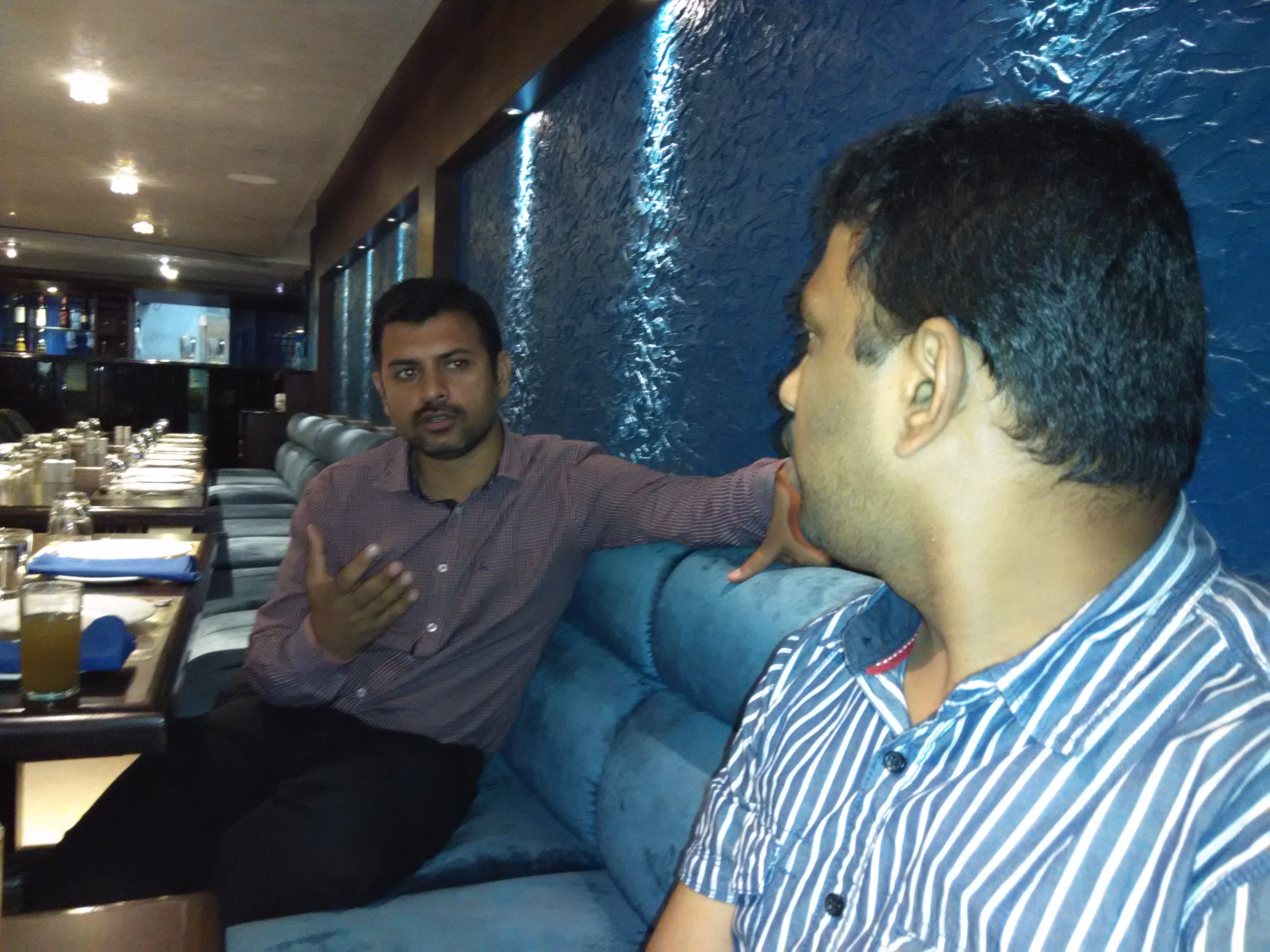 Team meeting in a shared workspace